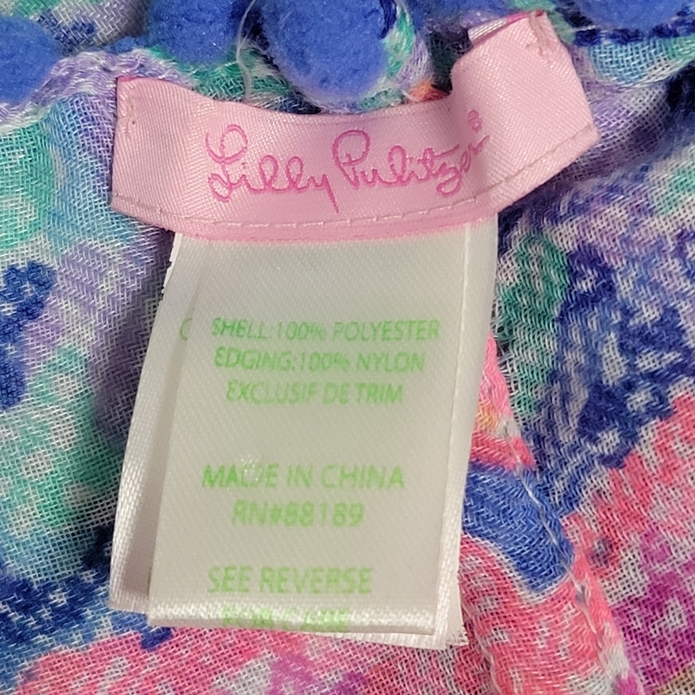 Lilly Pulitzer Girls Infinity Scarf With Pom Pom Fringe Hem. - Picture 3 of 7